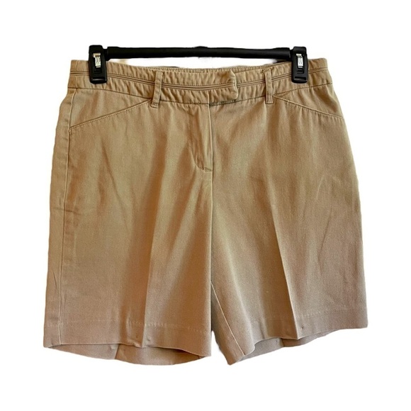 LARRY LEVINE, WOMENS BERMUDA SHORTS IN KHAKI COLOR. SIZE 10 - Picture 1 of 3